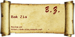 Bak Zia névjegykártya
